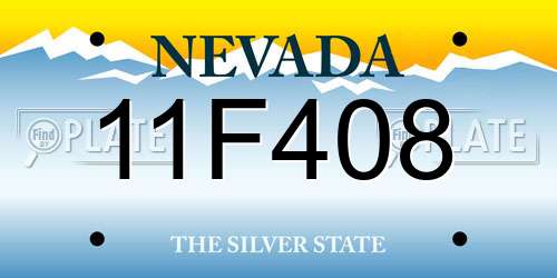 11F408 Nevada License Plate