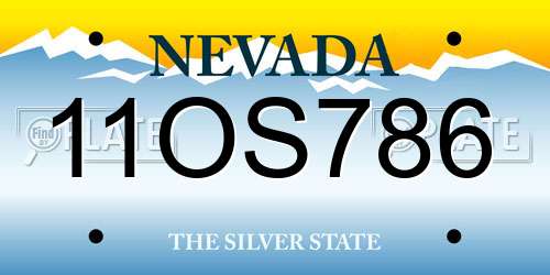11OS786 Nevada License Plate