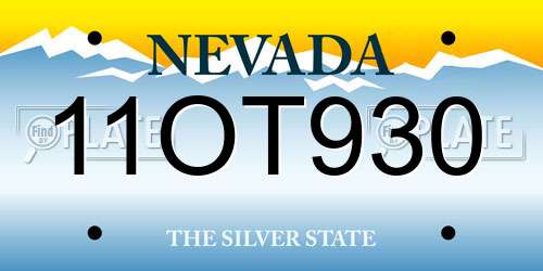 11OT930 Nevada License Plate