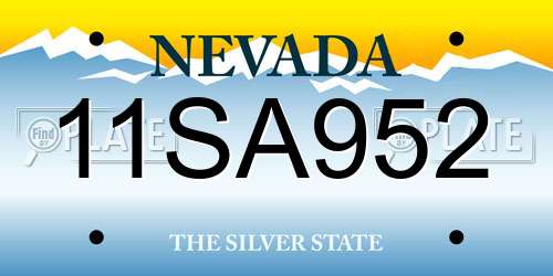 11SA952 Nevada License Plate