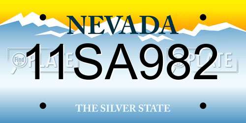 11SA982 Nevada License Plate