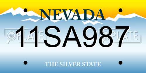 11SA987 Nevada License Plate