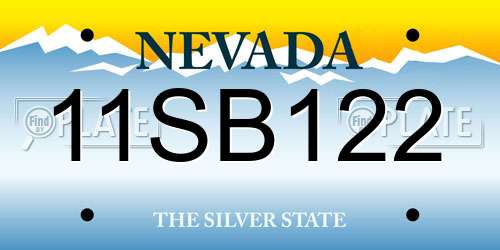 11SB122 Nevada License Plate