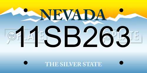 11SB263 Nevada License Plate