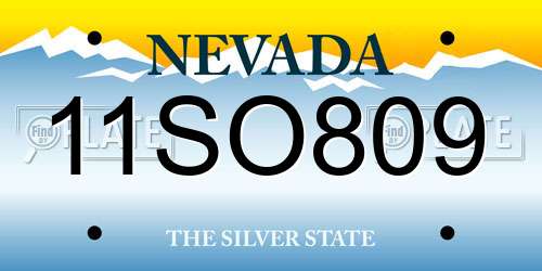 11SO809 Nevada License Plate