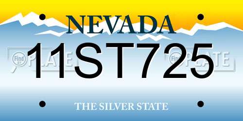 11ST725 Nevada License Plate