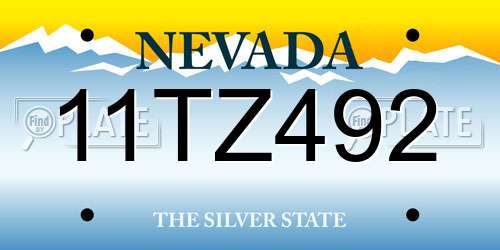 11TZ492 Nevada License Plate