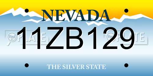 11ZB129 Nevada License Plate