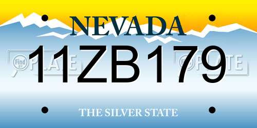 11ZB179 Nevada License Plate