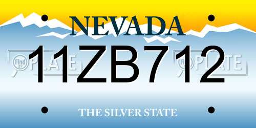 11ZB712 Nevada License Plate