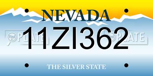 11ZI362 Nevada License Plate
