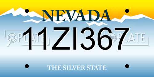 11ZI367 Nevada License Plate