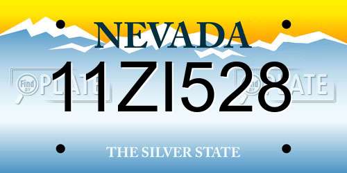 11ZI528 Nevada License Plate