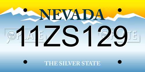 11ZS129 Nevada License Plate