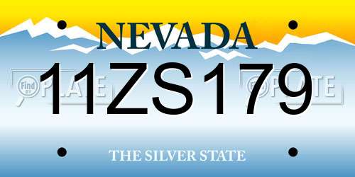 11ZS179 Nevada License Plate