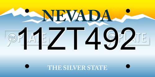 11ZT492 Nevada License Plate