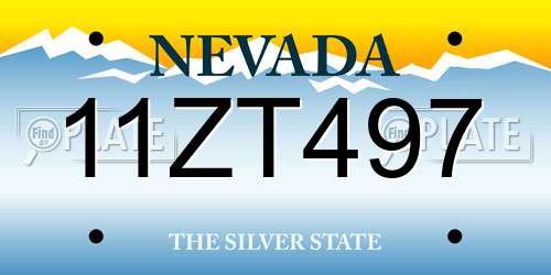 11ZT497 Nevada License Plate