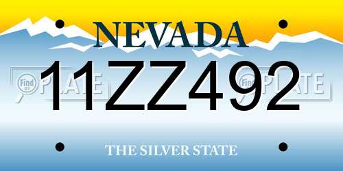 11ZZ492 Nevada License Plate