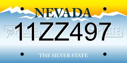 11ZZ497 Nevada License Plate