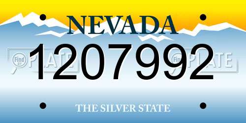 1207992 Nevada License Plate