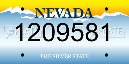 1209581 Nevada License Plate