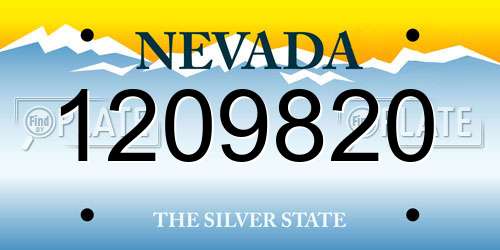 1209820 Nevada License Plate