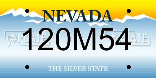 120M54 Nevada License Plate