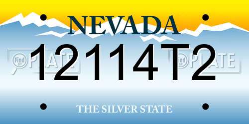 12114T2 Nevada License Plate