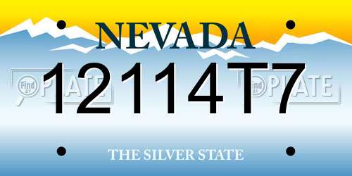 12114T7 Nevada License Plate