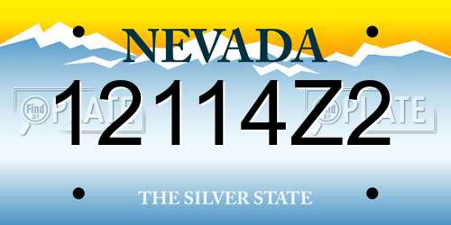 12114Z2 Nevada License Plate