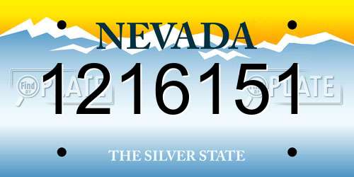 1216151 Nevada License Plate