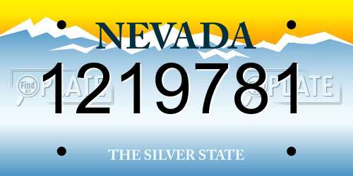 1219781 Nevada License Plate