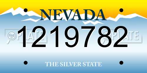 1219782 Nevada License Plate