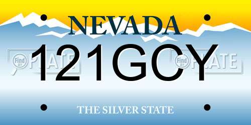 121GCY Nevada License Plate