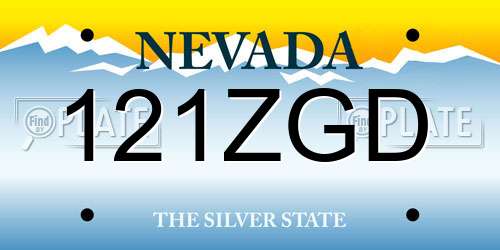 121ZGD Nevada License Plate