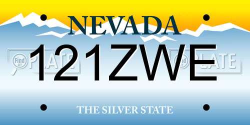 121ZWE Nevada License Plate