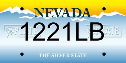 1221LB Nevada License Plate