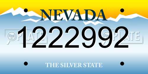 1222992 Nevada License Plate
