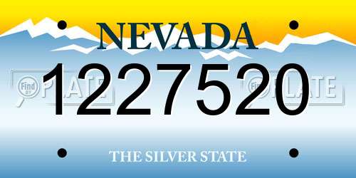 1227520 Nevada License Plate