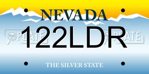122LDR Nevada License Plate