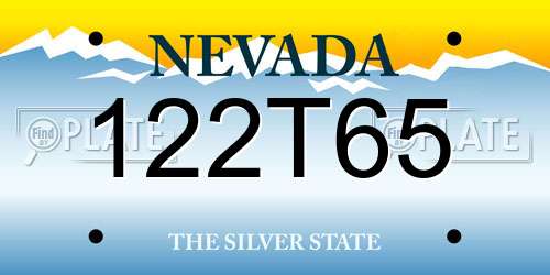 122T65 Nevada License Plate