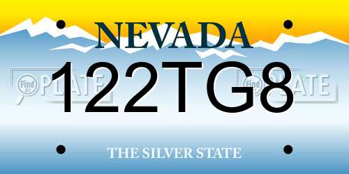 122TG8 Nevada License Plate
