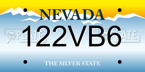 122VB6 Nevada License Plate