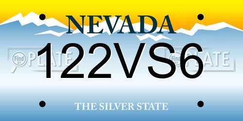 122VS6 Nevada License Plate
