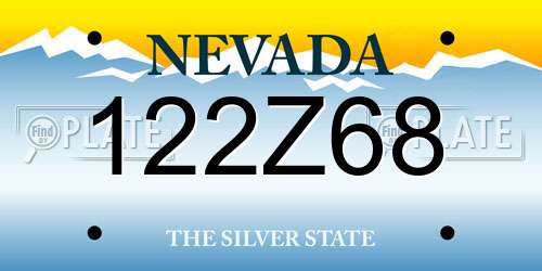 122Z68 Nevada License Plate