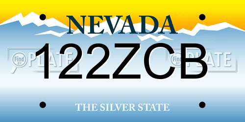 122ZCB Nevada License Plate