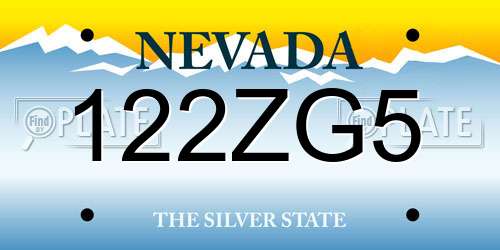 122ZG5 Nevada License Plate