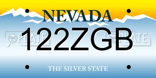122ZGB Nevada License Plate