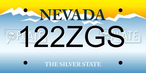122ZGS Nevada License Plate