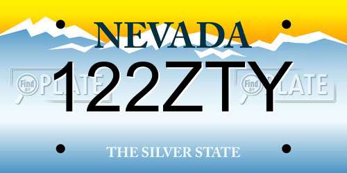 122ZTY Nevada License Plate
